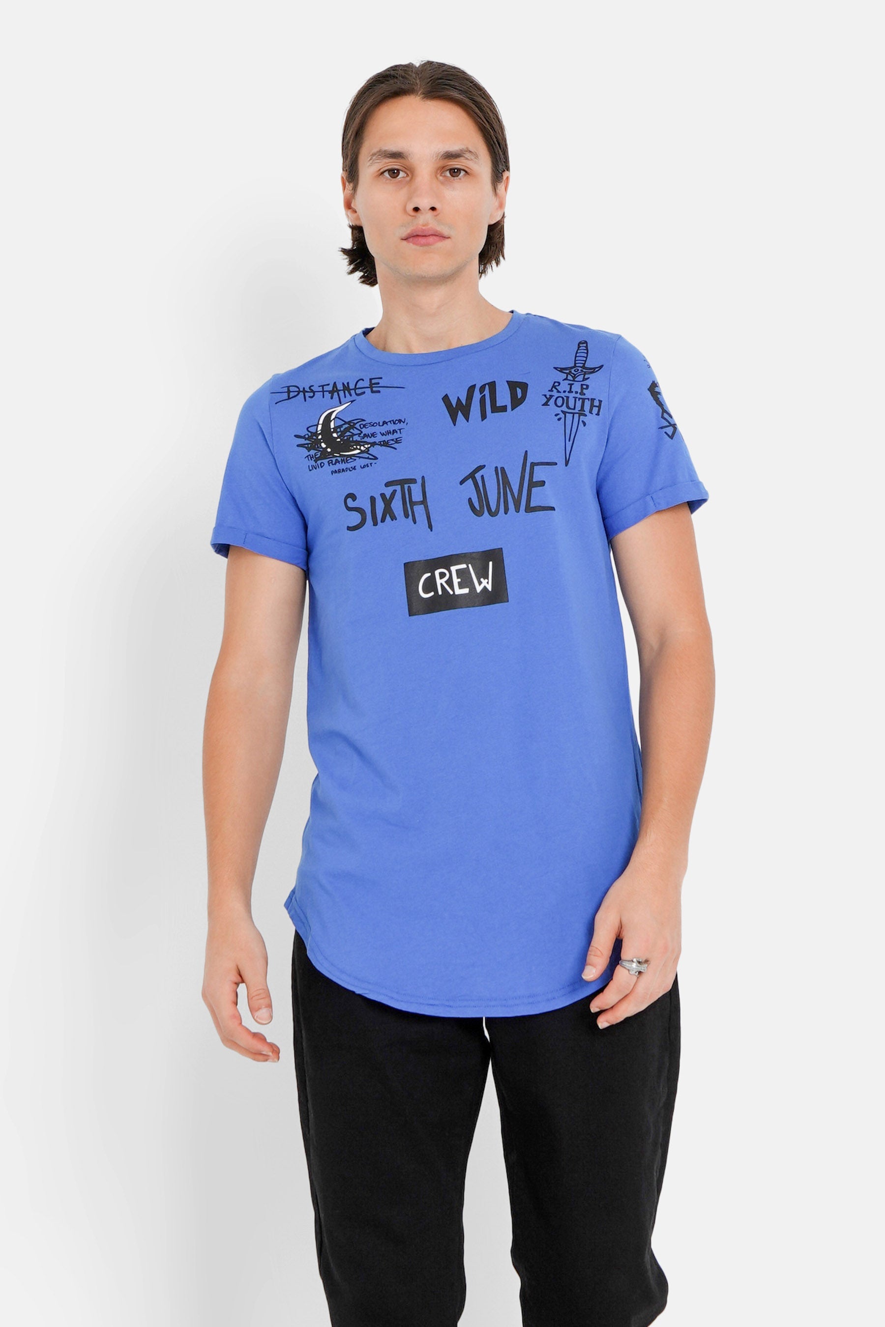 Sixth June - T-shirt crew Bleu foncé