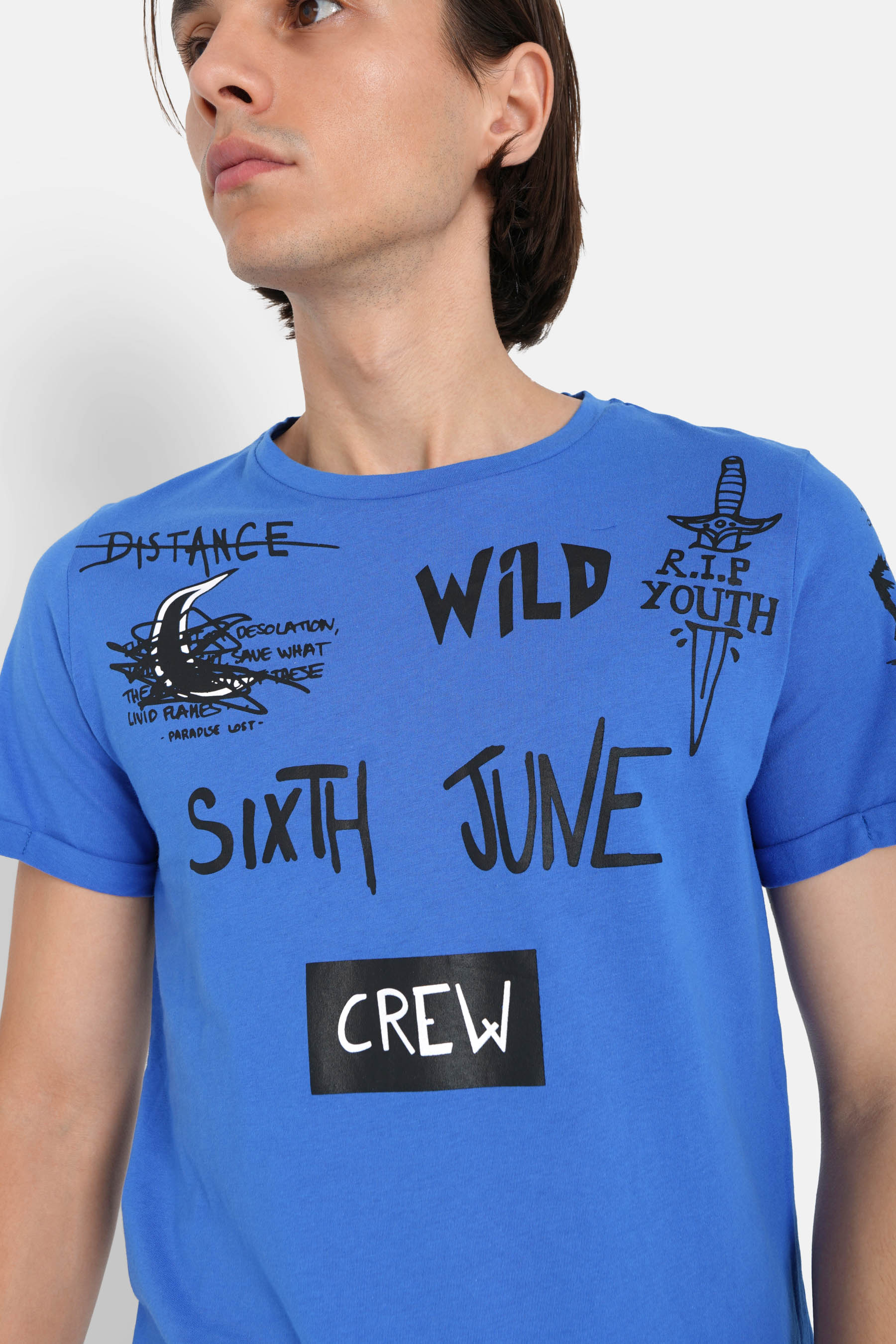 Sixth June - T-shirt crew Bleu foncé
