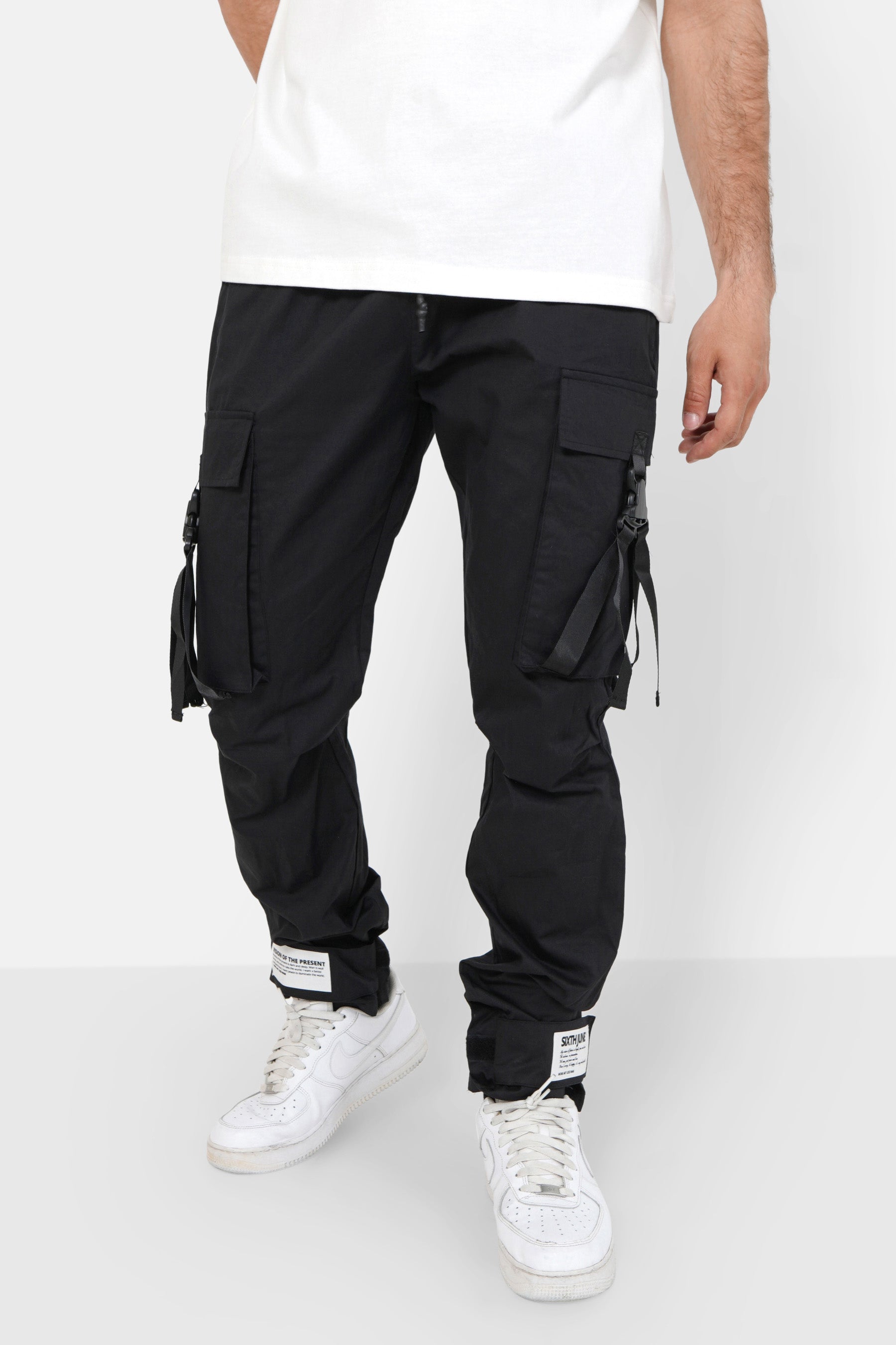 Pantalon cargo sangles Noir - Main Image
