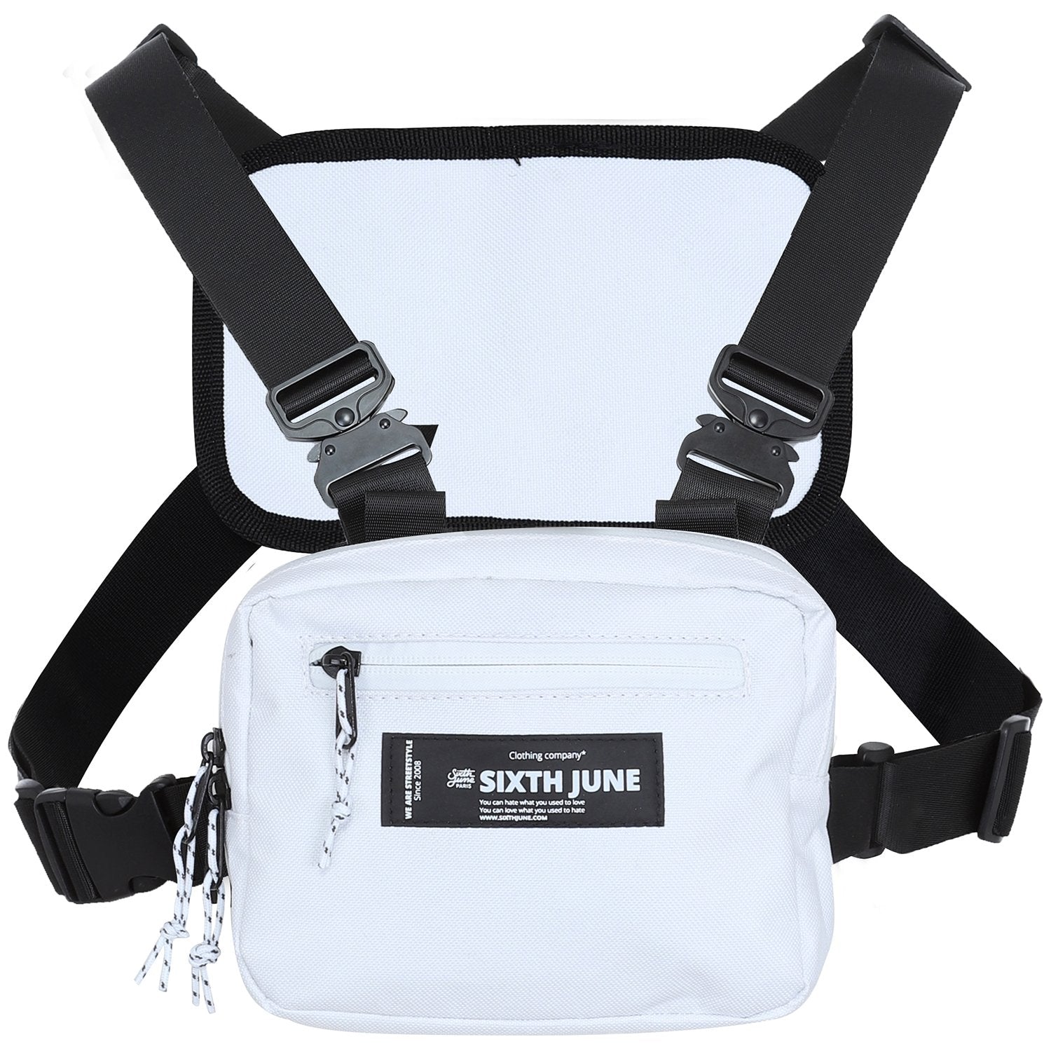 Sixth June - Mini sac poitrine boucle zip logo blanc