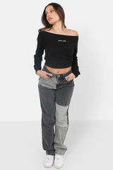 Cropped knitted top black