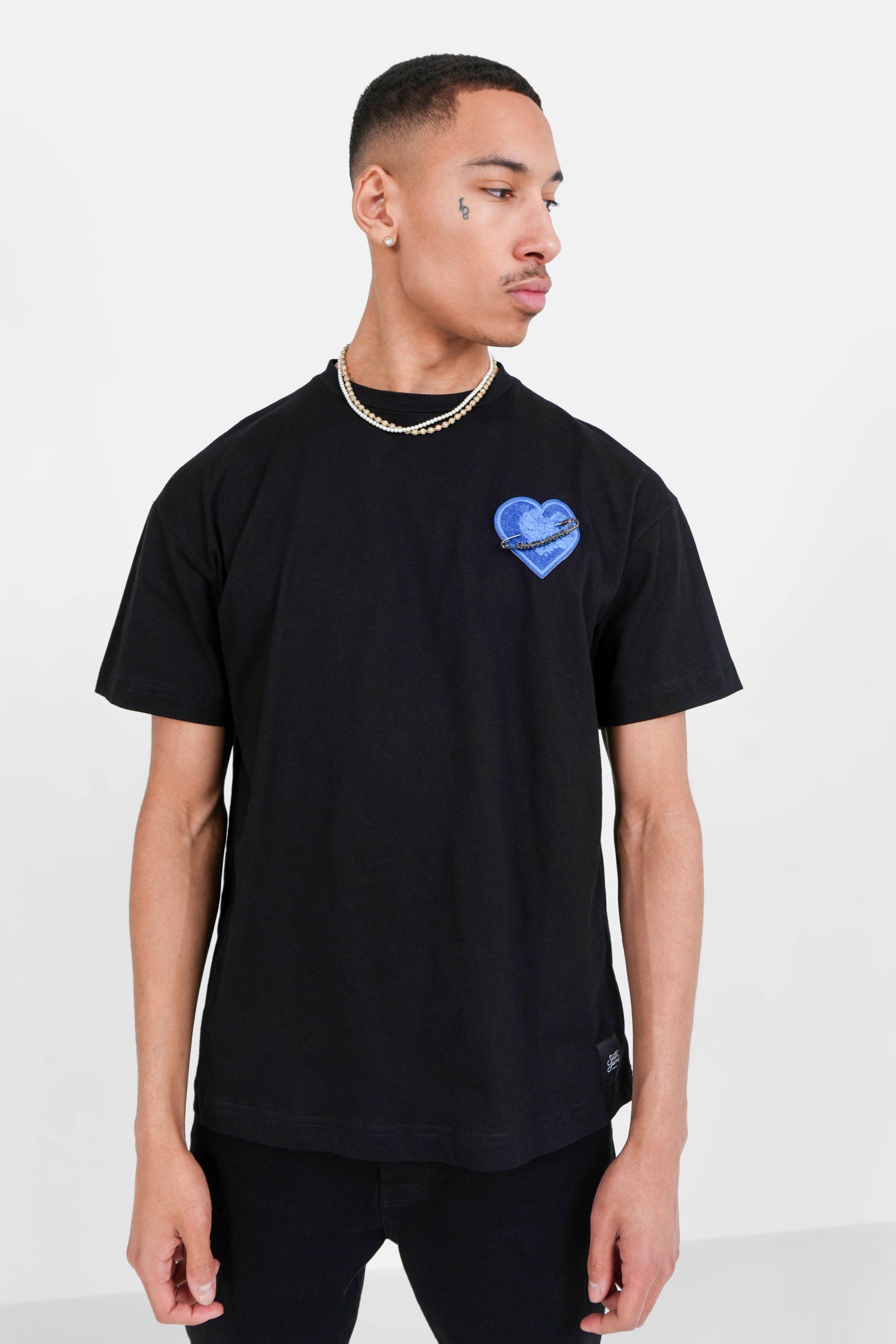 Embroidered heart logo t-shirt Black