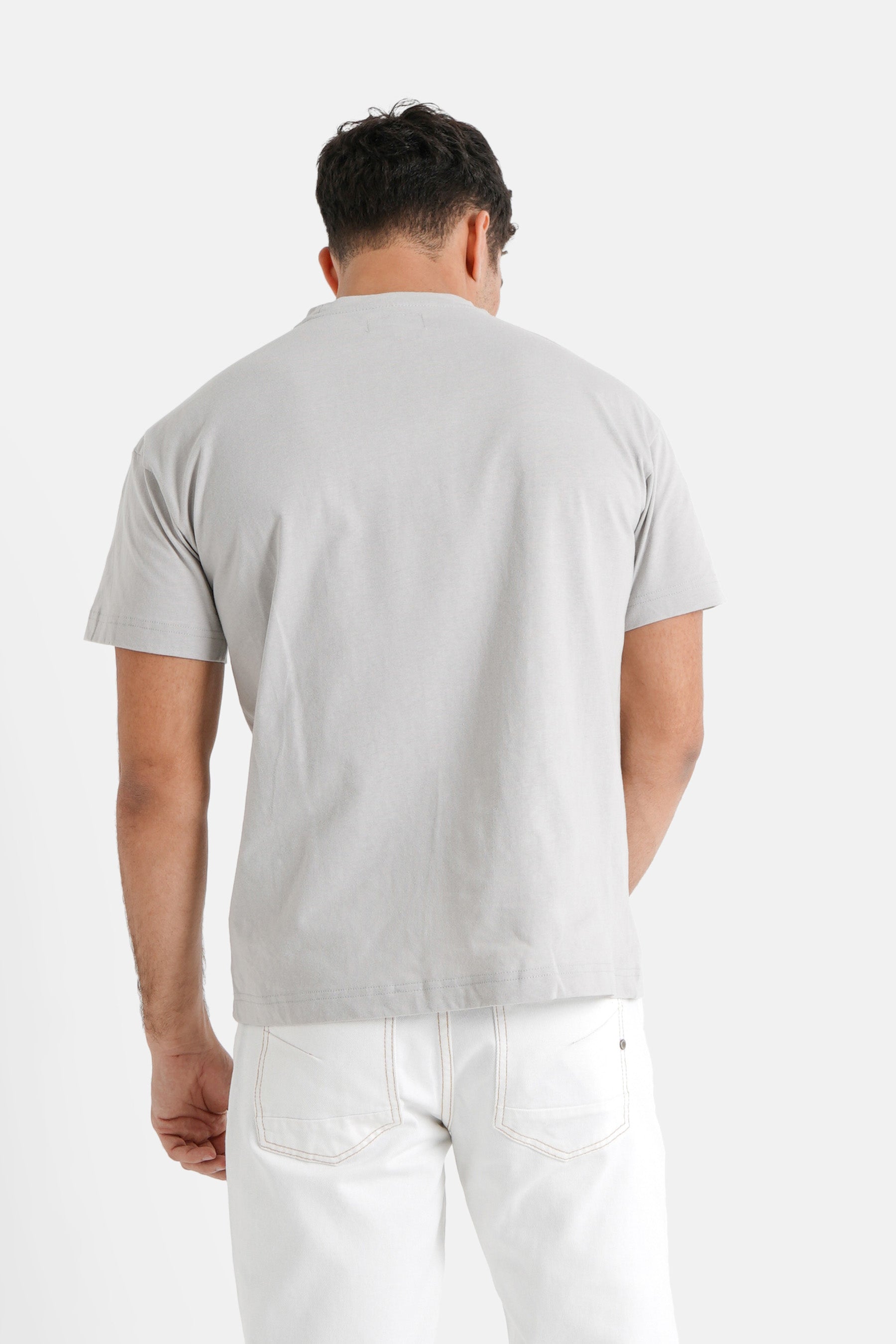 T-Shirt mit besticktem Herz in Grau