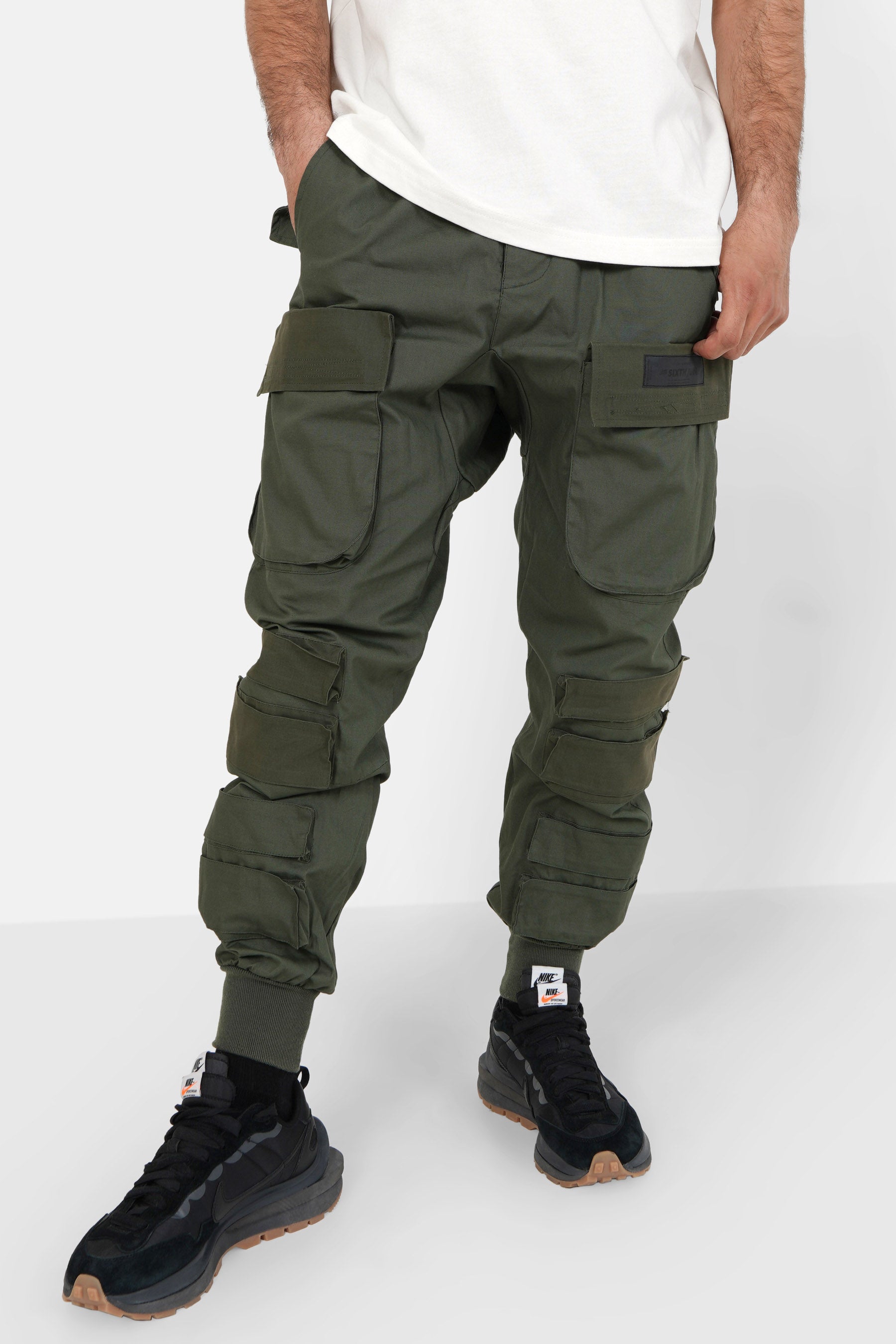 Pantalon cargo tactique large Vert kaki
