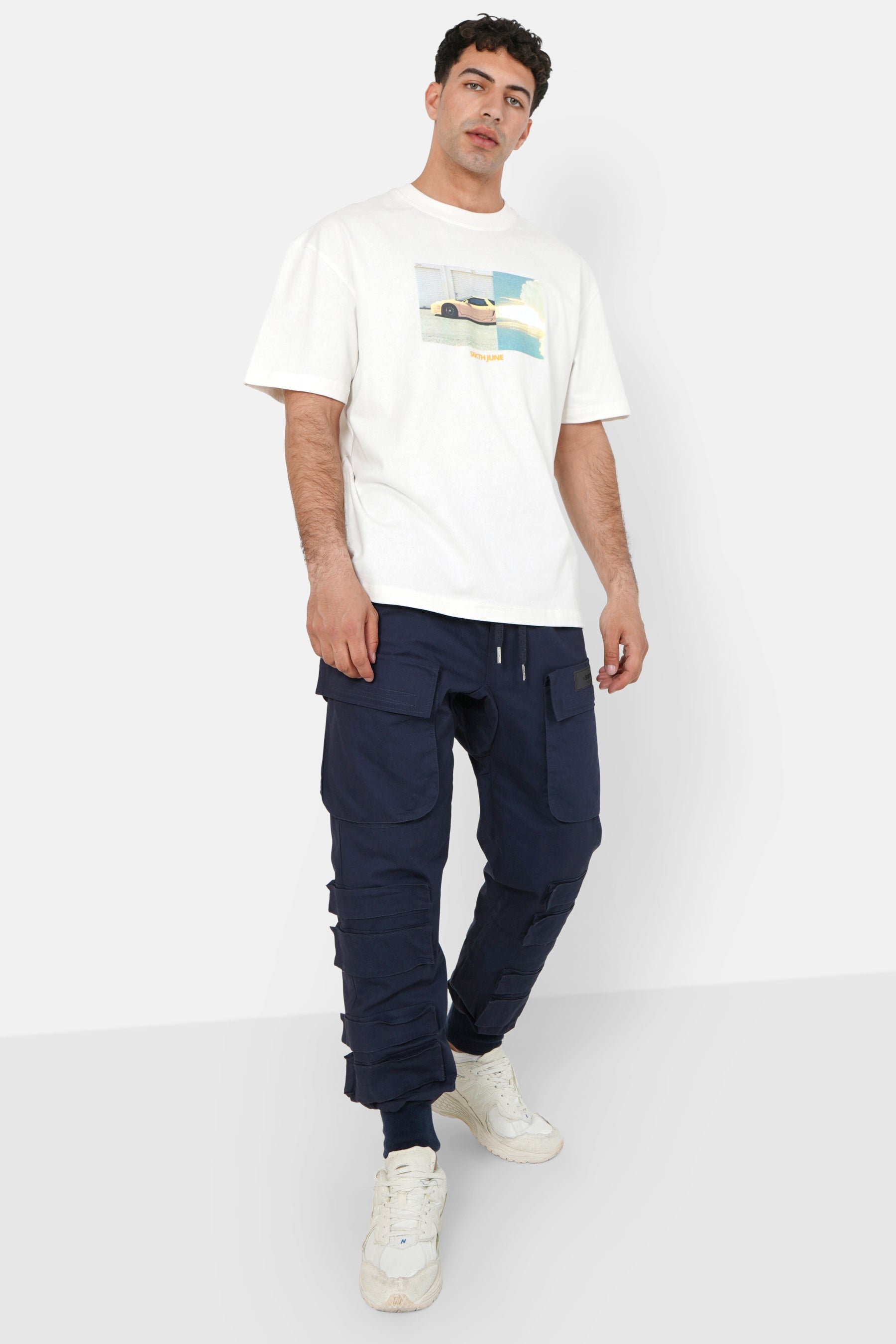 Pantalon cargo tactique large Bleu foncé