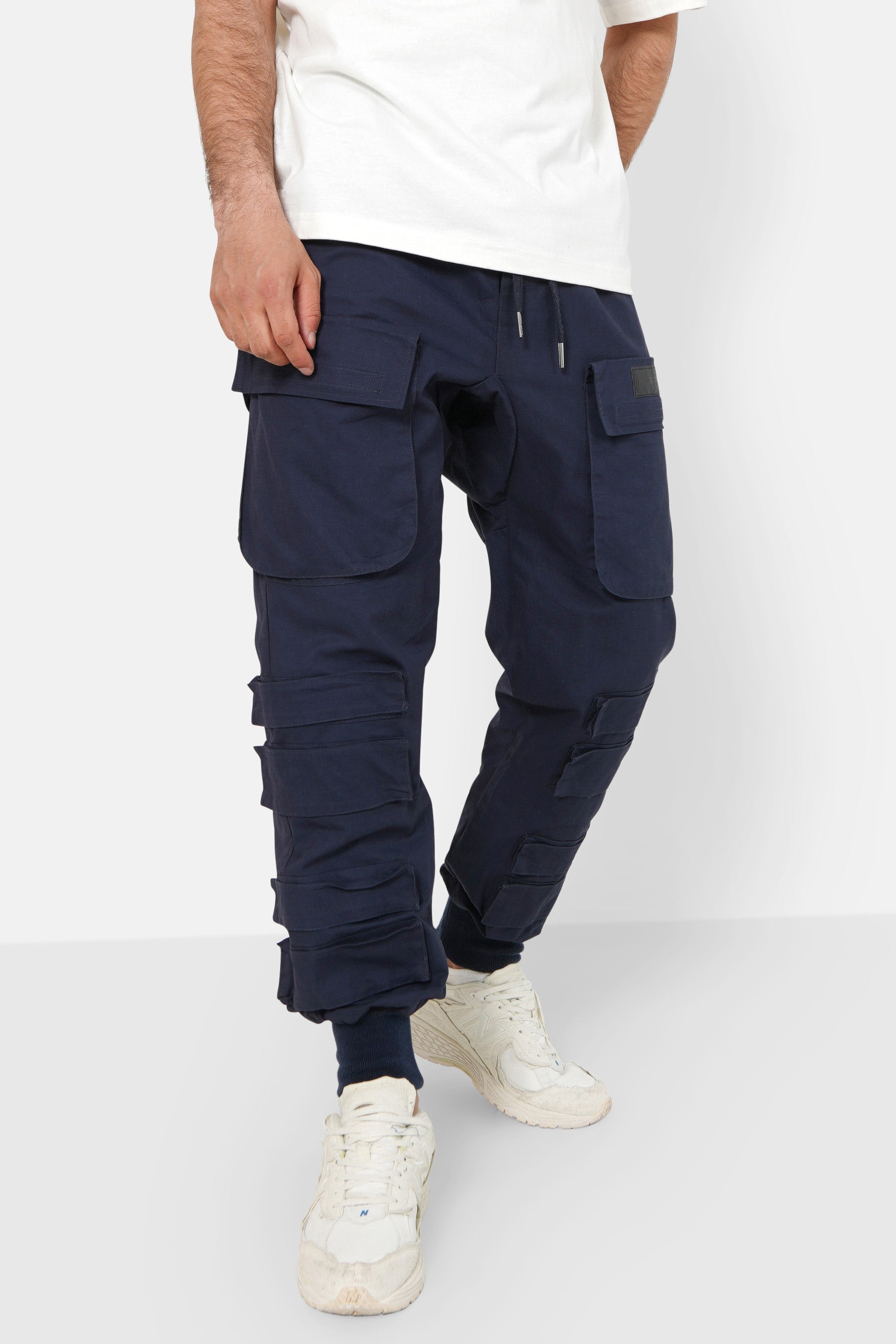 Pantalon cargo tactique large Bleu foncé