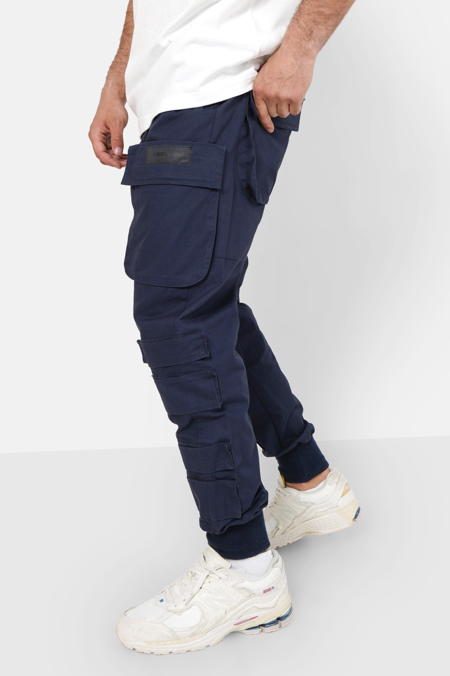 Pantalon cargo tactique large Bleu foncé