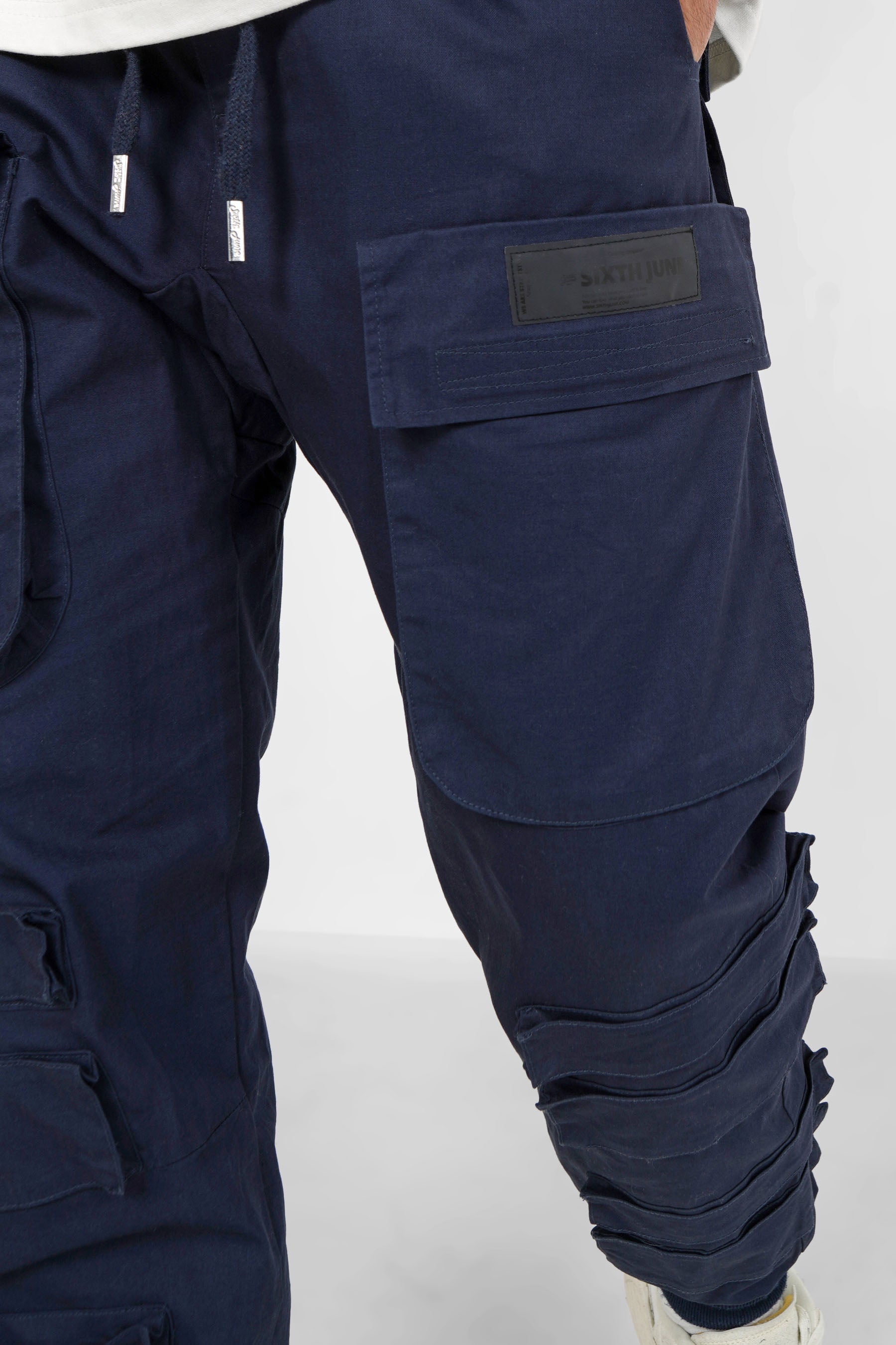 Pantalon cargo tactique large Bleu foncé