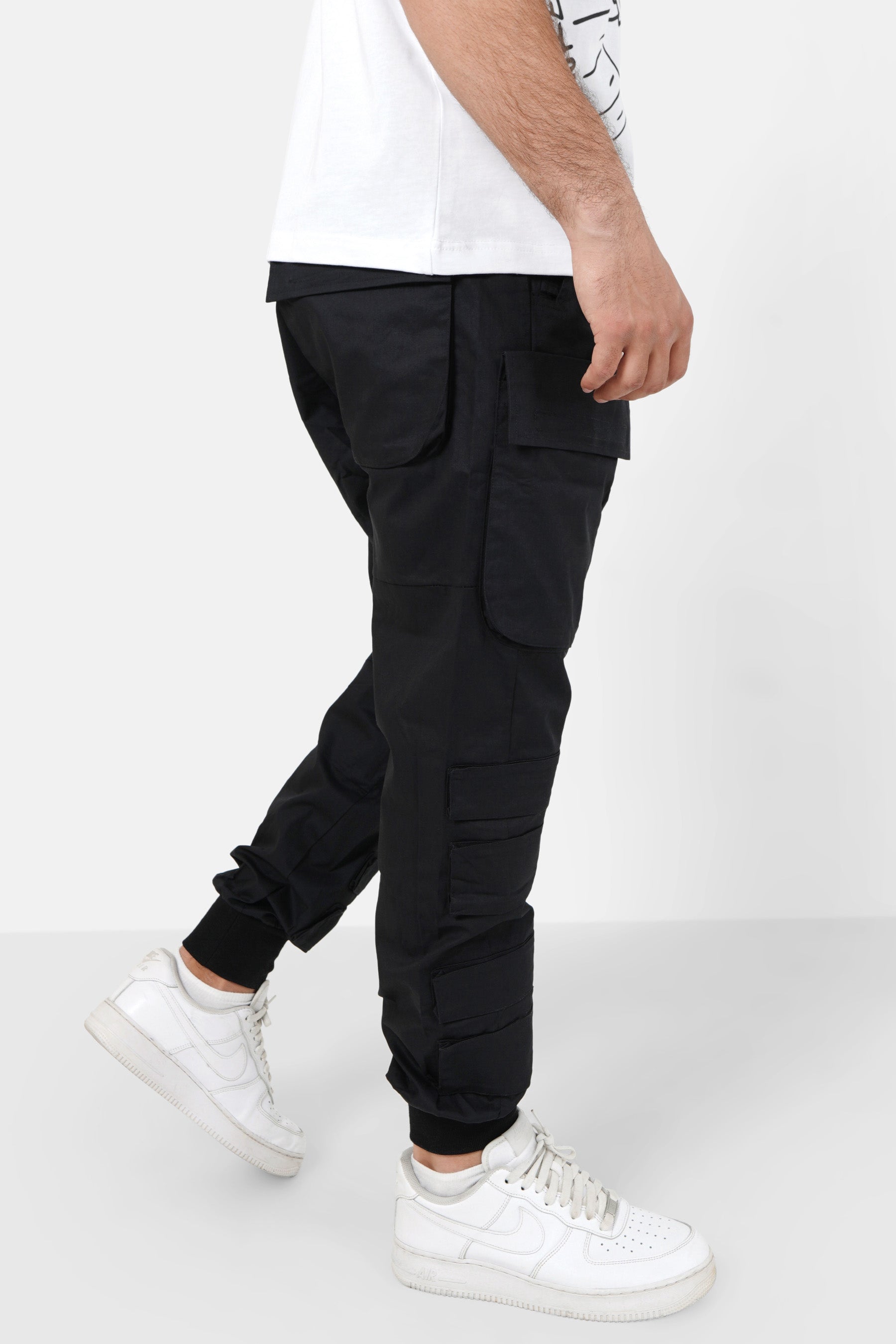 Pantalon cargo tactique large Noir