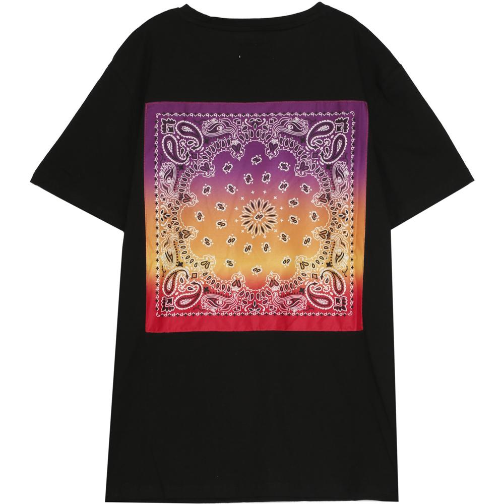 Tshirt imprimé bandana multicolore noir