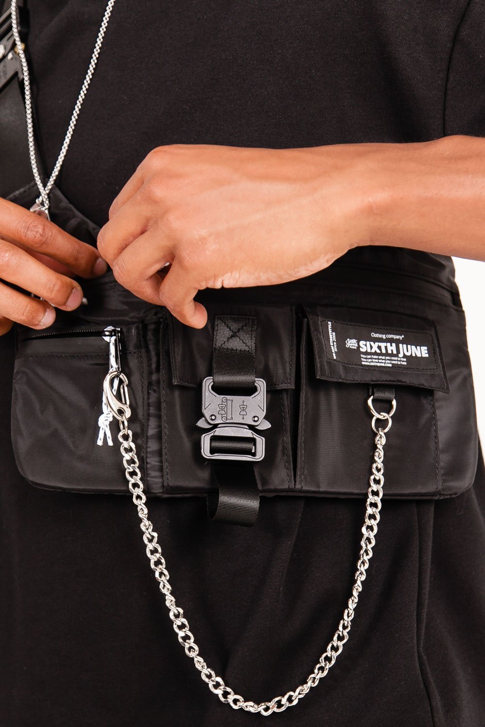 Sixth June - Sac banane chaîne tactique noir