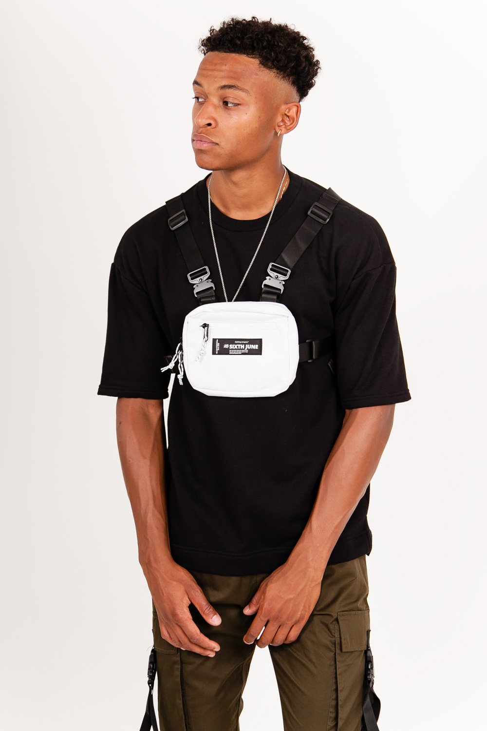 Sixth June - Mini sac poitrine boucle zip logo blanc