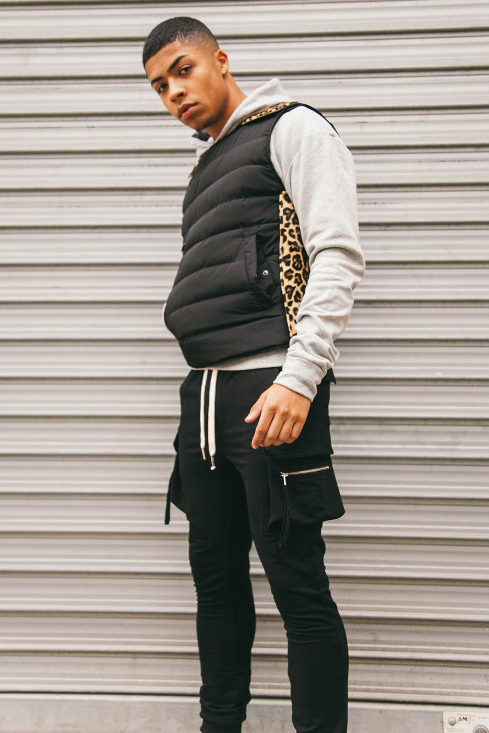 Sixth June - Veste matelassée sans manches noire léopard