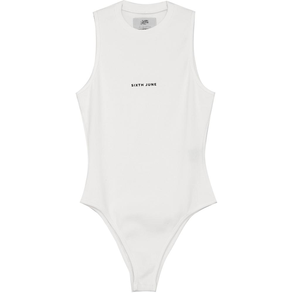 Sixth June - Body côtelé logo Blanc