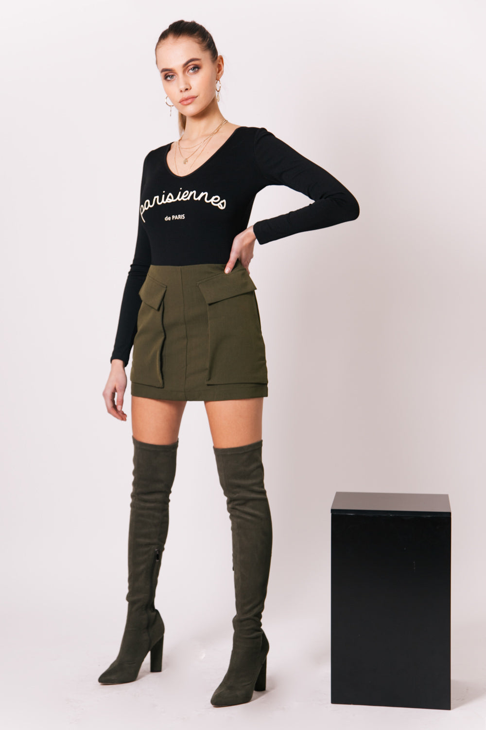 Sixth June - Body Parisiennes col V noir W2189VBO