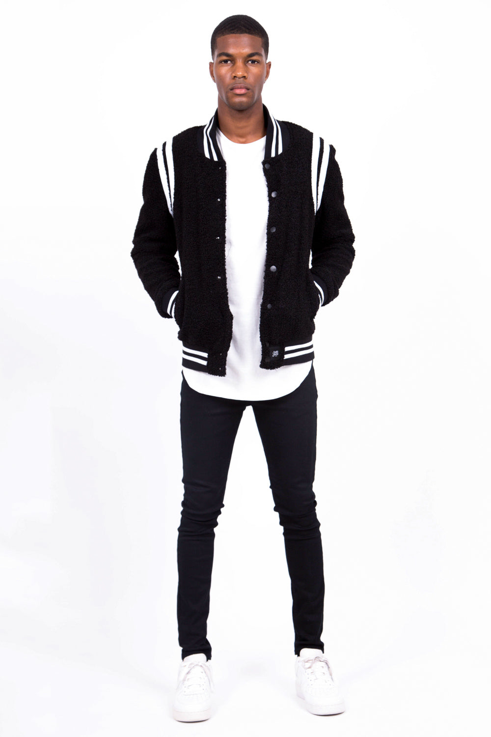 Sixth June - Bomber teddy sherpa bandes noir blanc