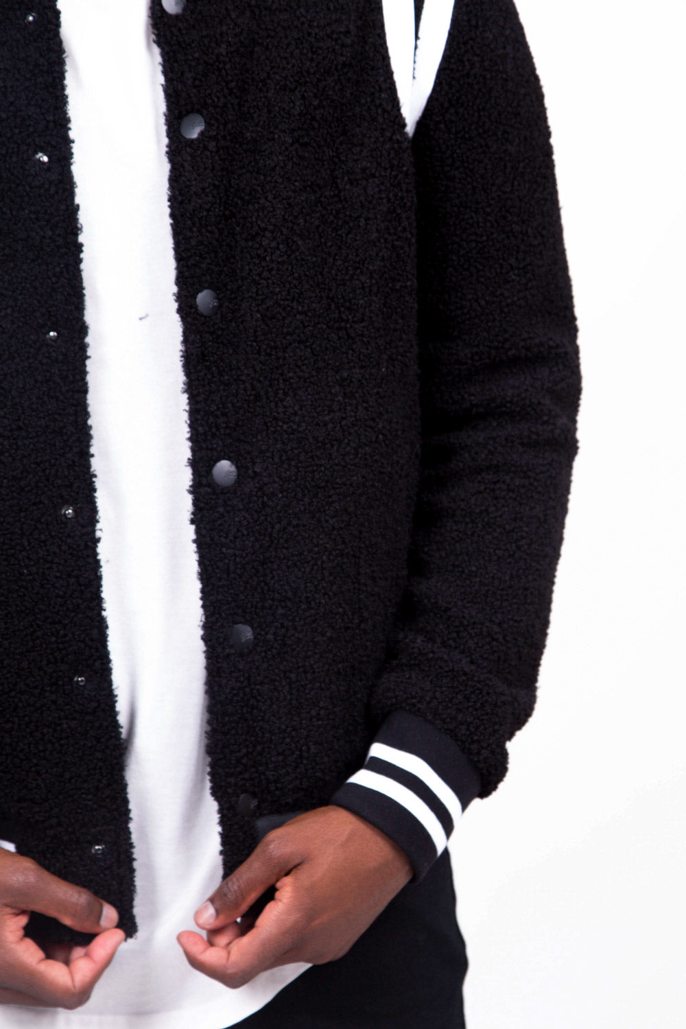 Sixth June - Bomber teddy sherpa bandes noir blanc