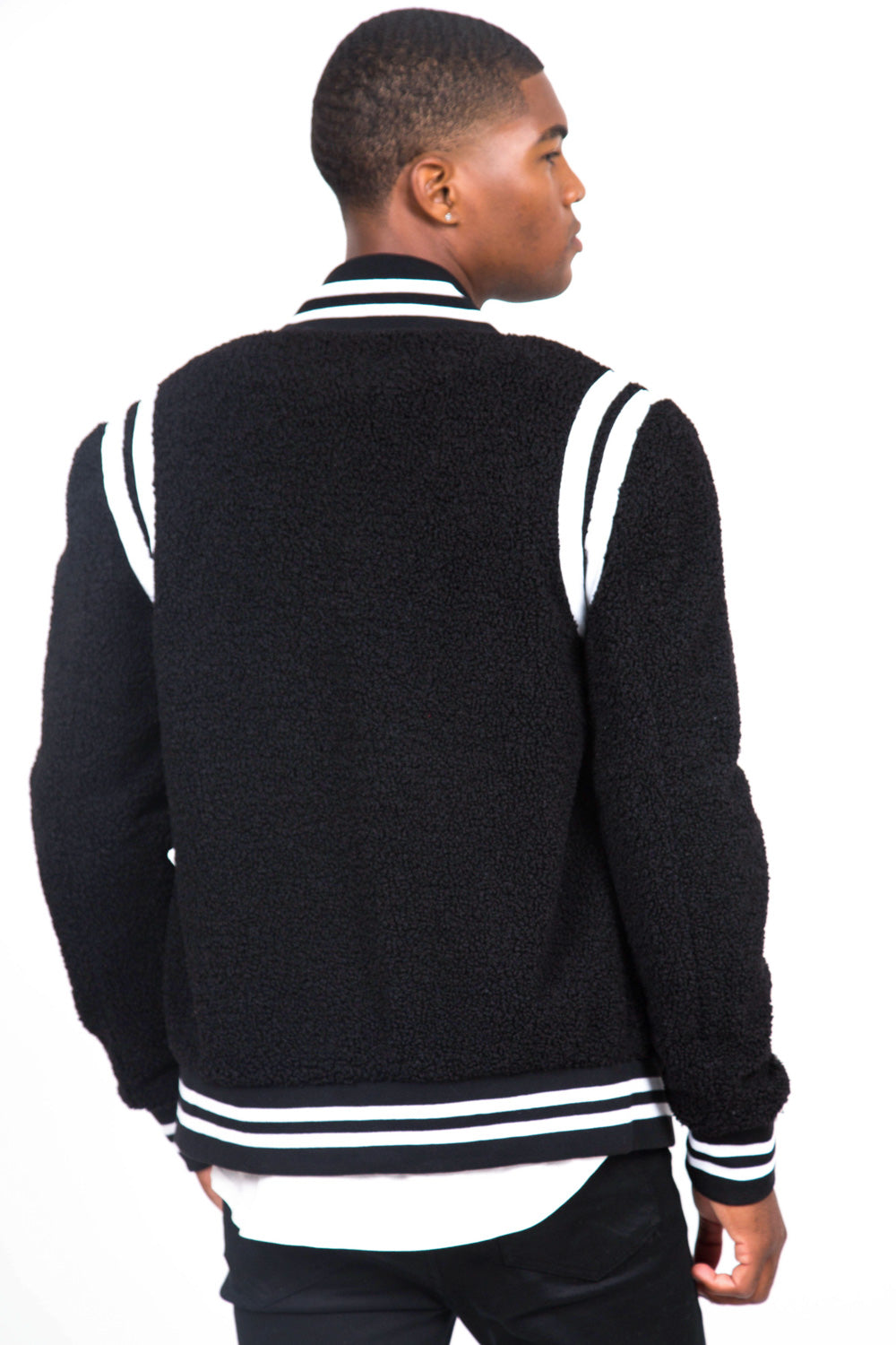 Sixth June - Bomber teddy sherpa bandes noir blanc