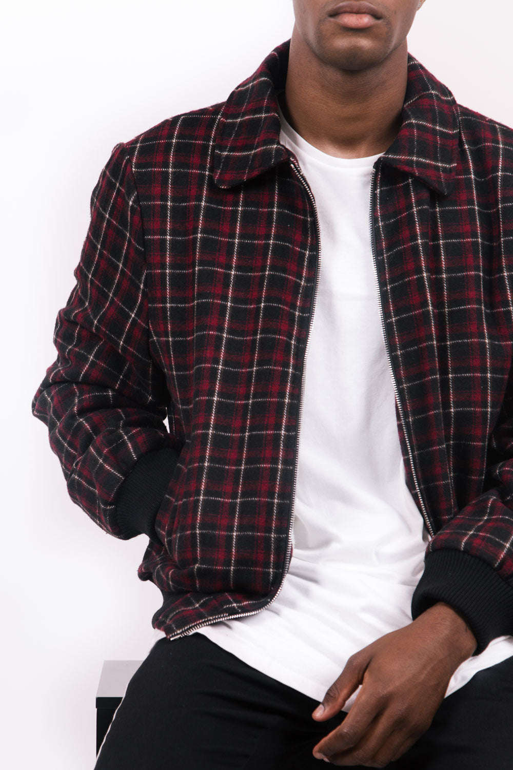 Sixth June - Blouson laine tartan noir rouge