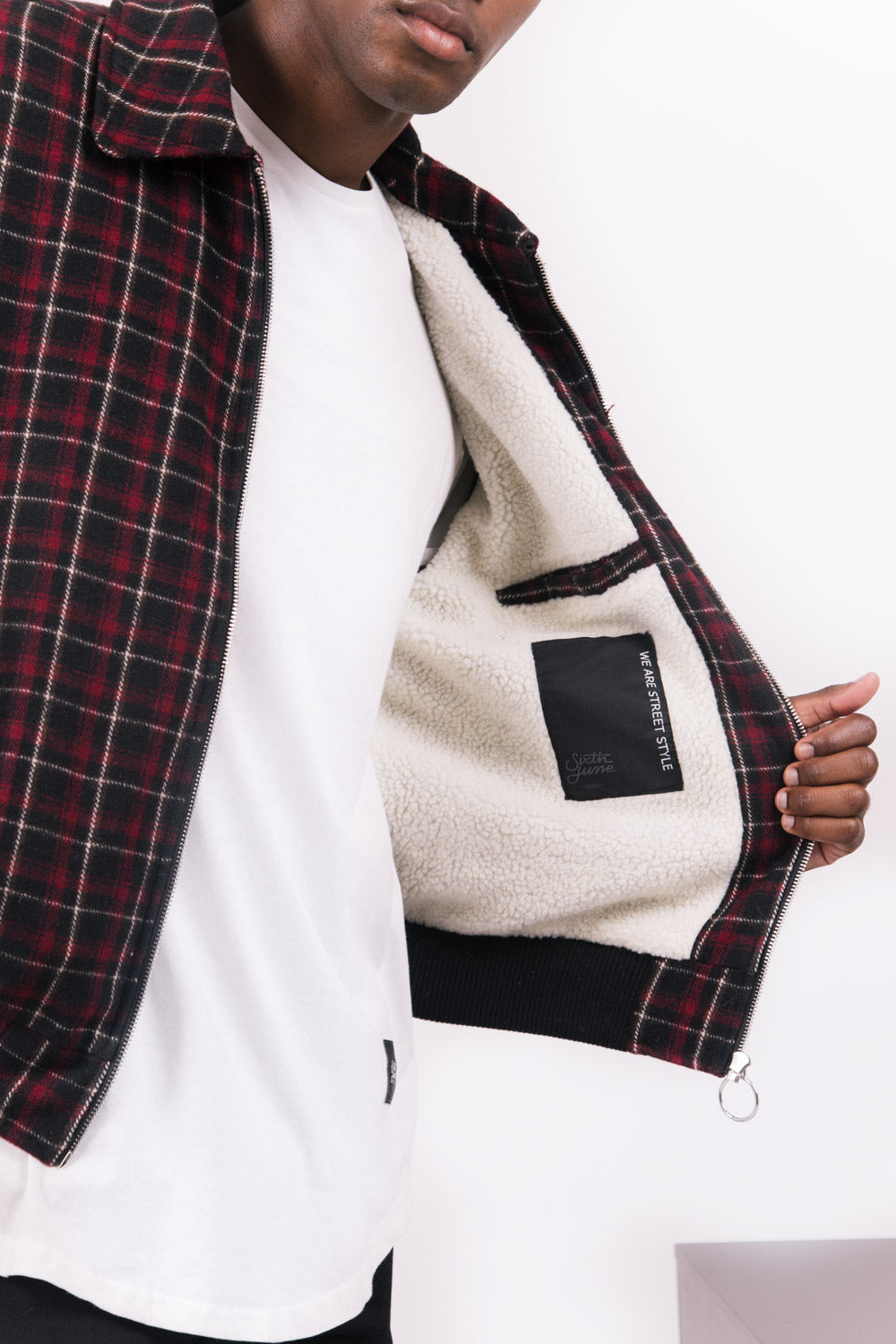 Sixth June - Blouson laine tartan noir rouge