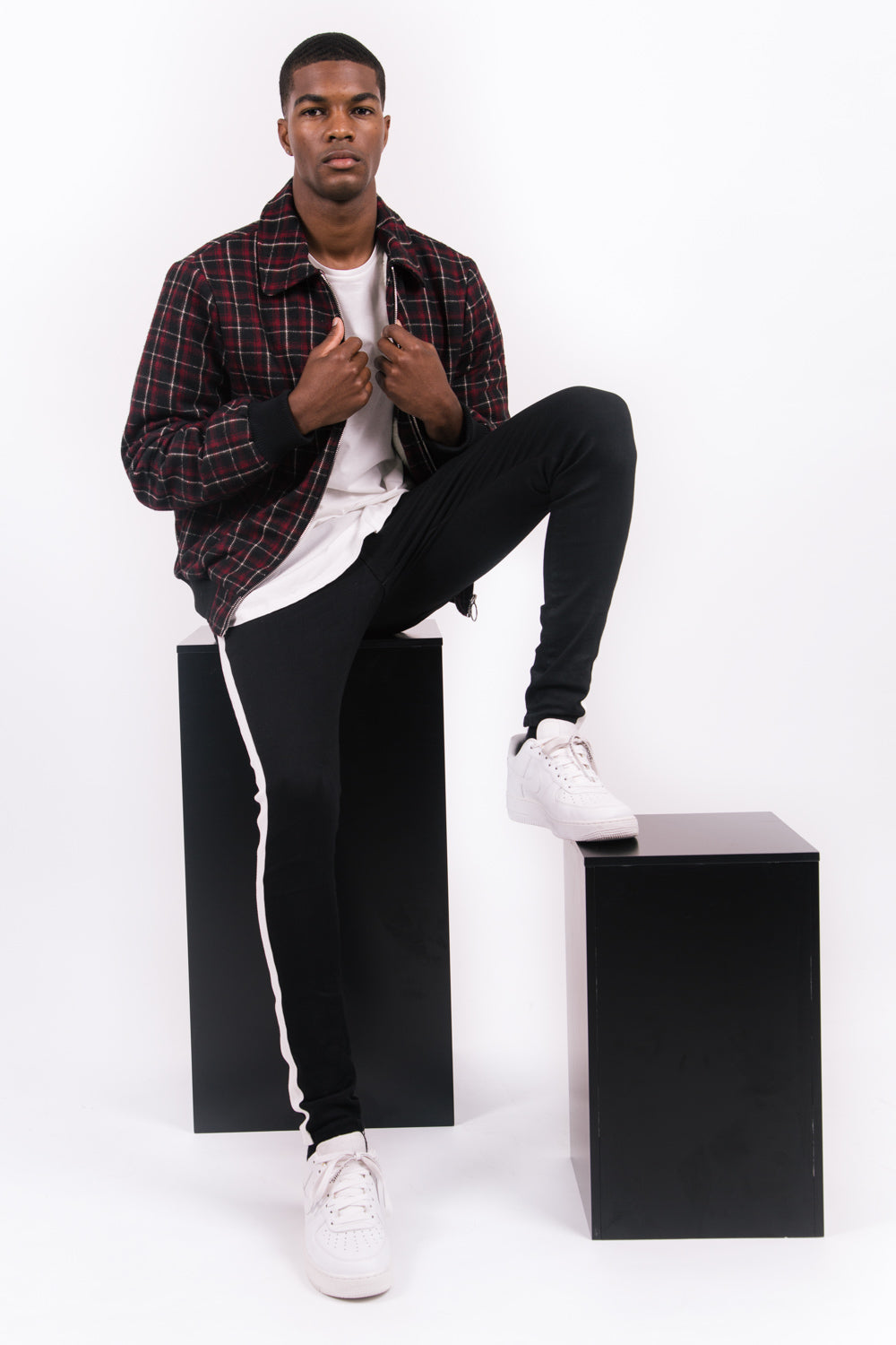 Sixth June - Blouson laine tartan noir rouge