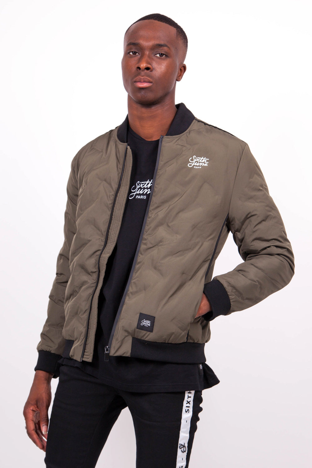 Sixth June - Bomber matelassé logo kaki