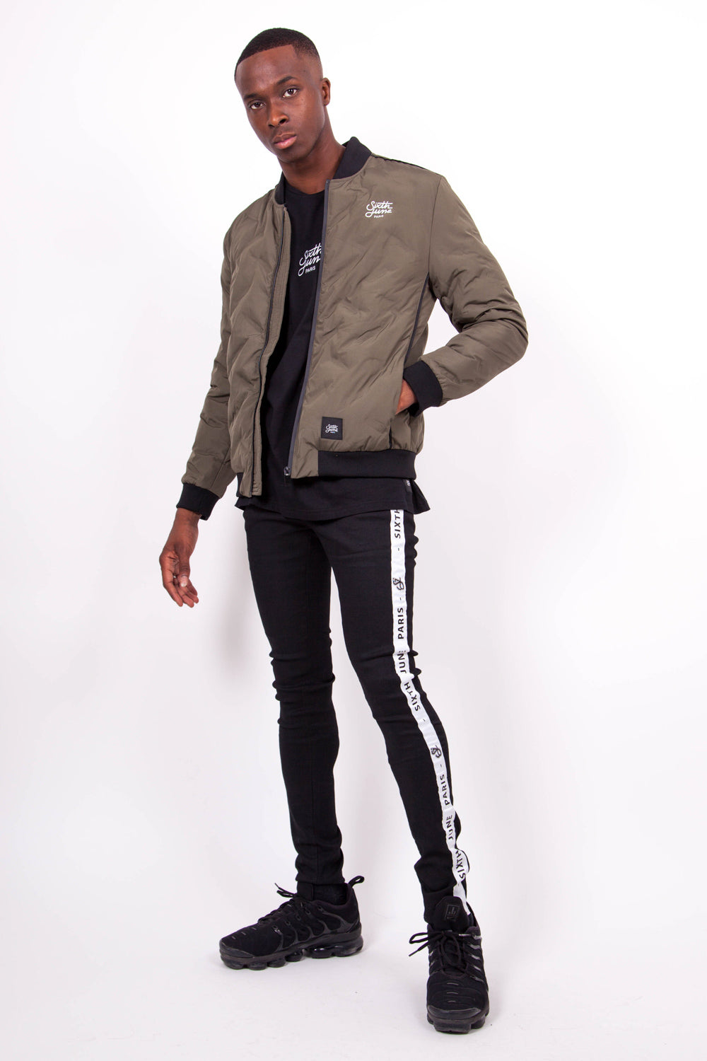 Sixth June - Bomber matelassé logo kaki