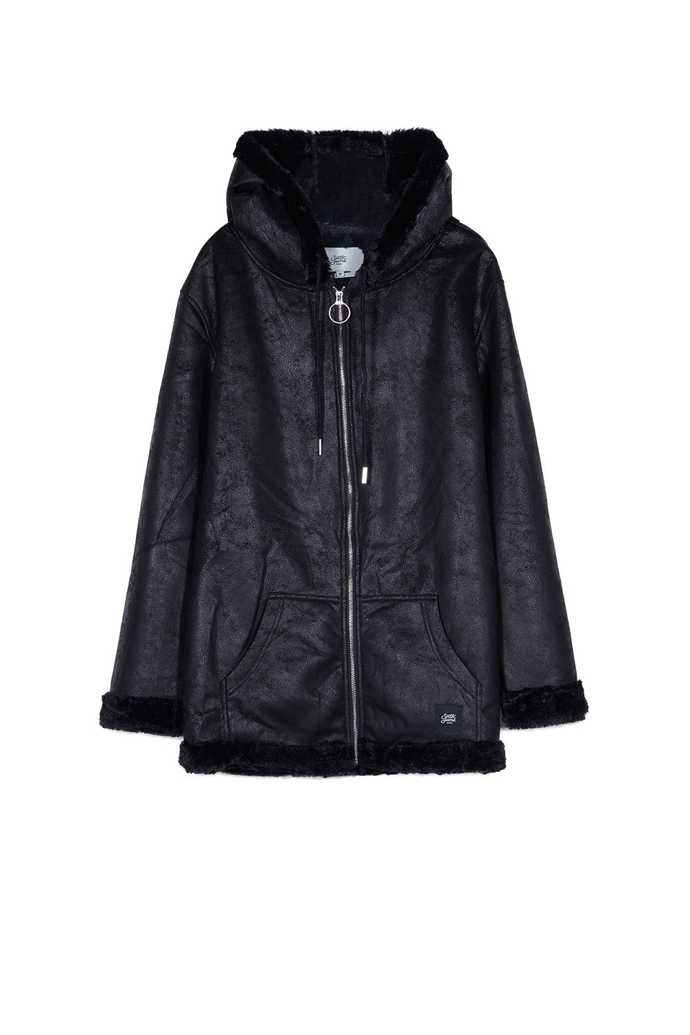 Sixth June - Manteau large peau doublé noir