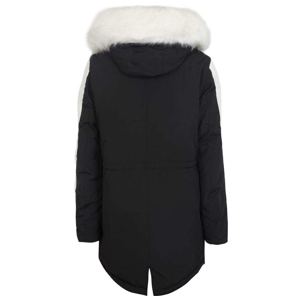 Parka biker fourrure noir blanc