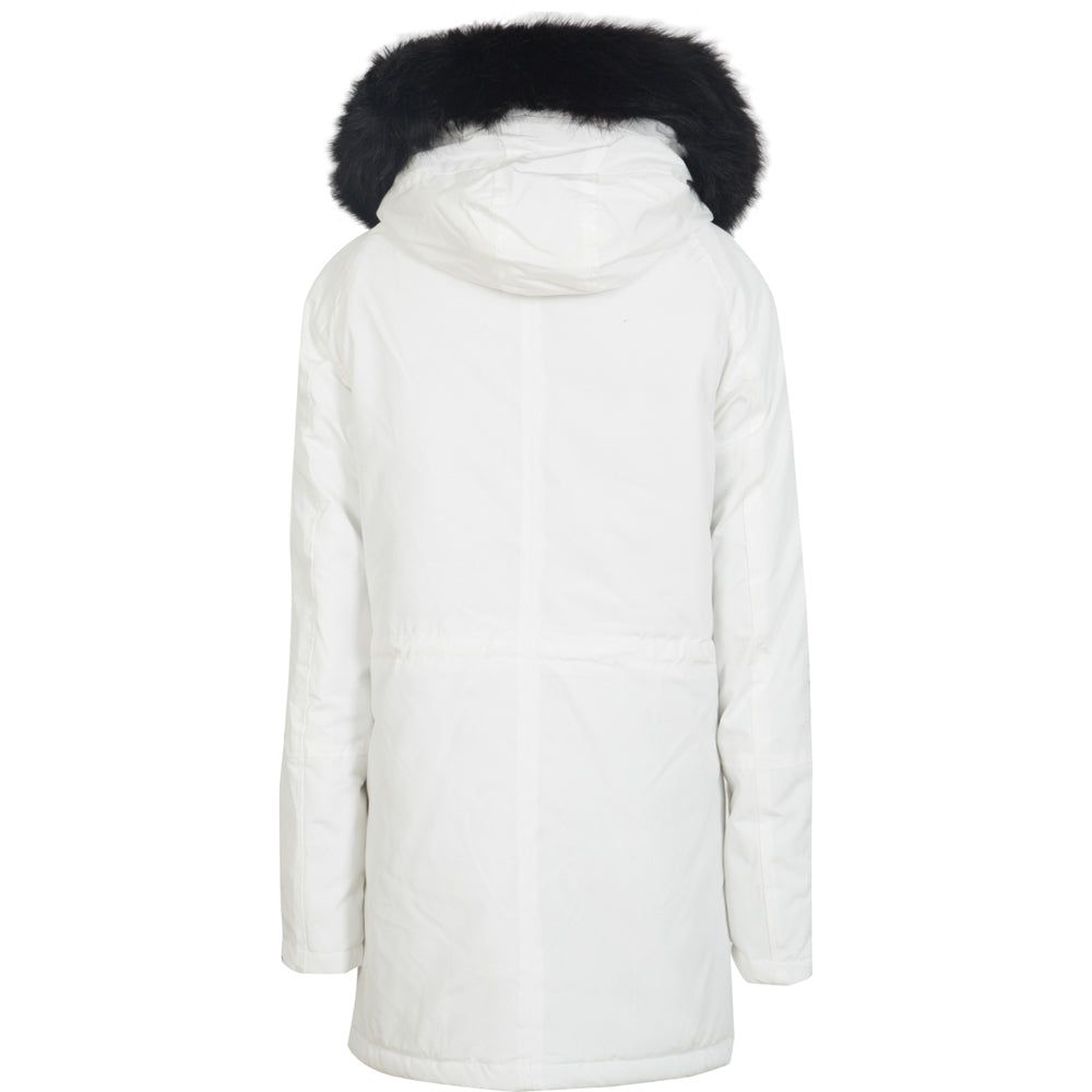 Sixth June - Parka bandes fourrure blanc noir