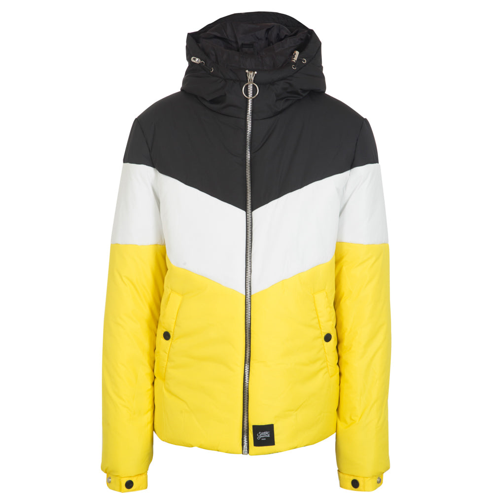 Sixth June - Doudoune tricolore capuche noir jaune blanc