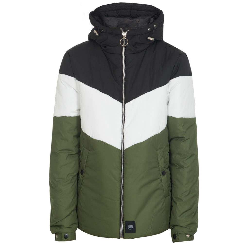 Sixth June - Doudoune tricolore capuche noir kaki blanc