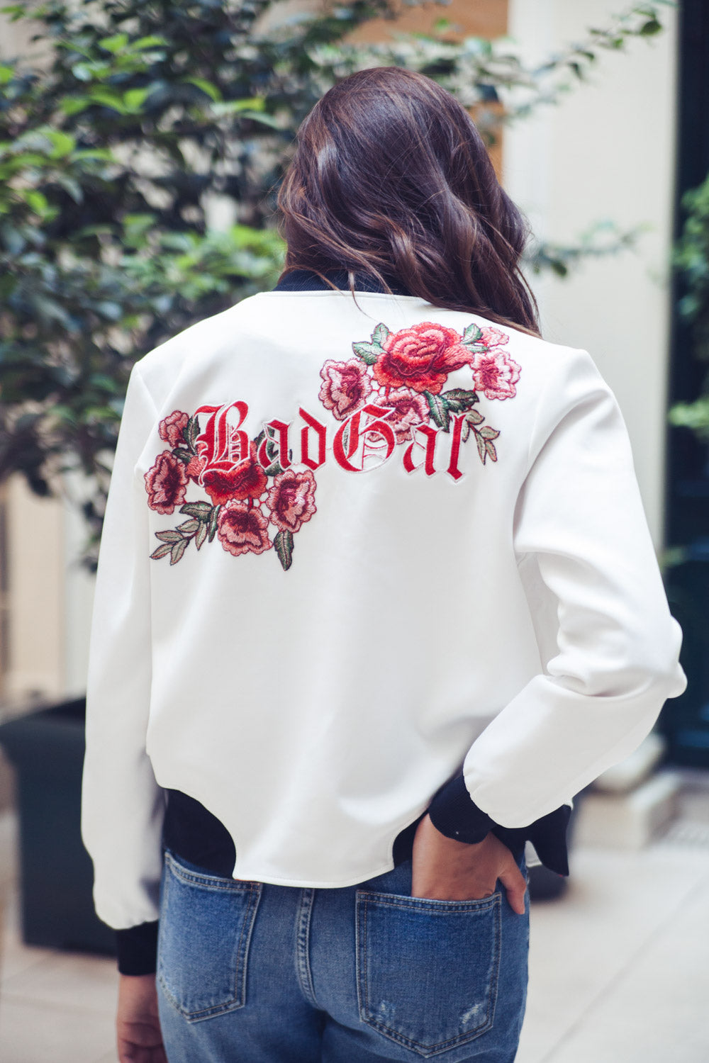 Sixth June - Veste Bad Gal broderie roses blanc
