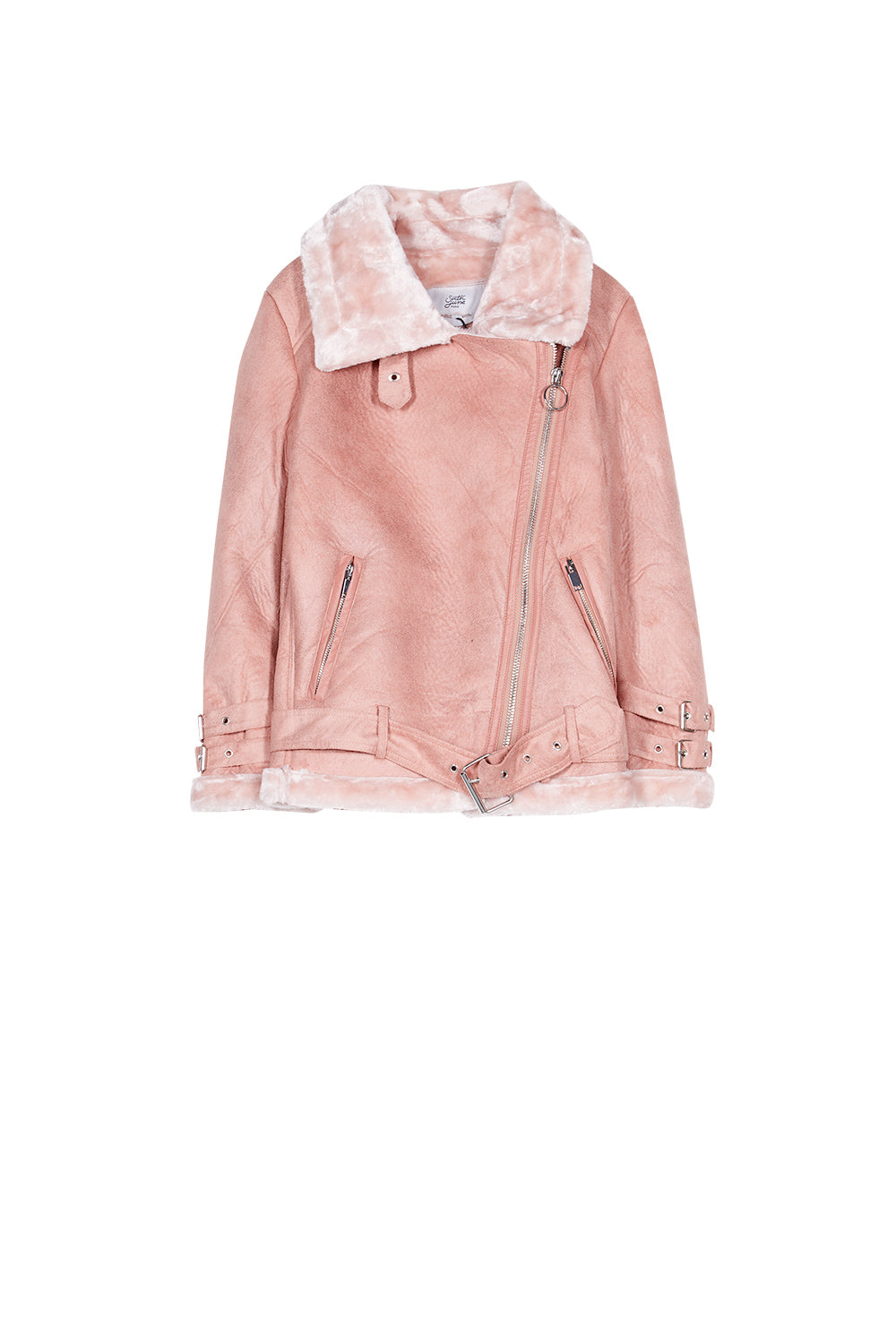 Sixth June - Veste fourré simili cuir mouton rose