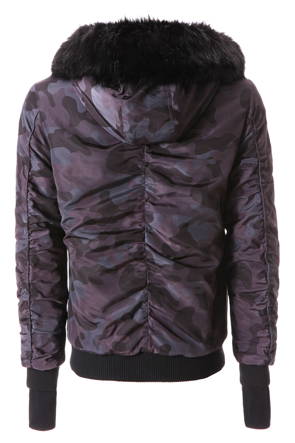 Sixth June - Bomber camouflage capuche fourrure noir M2024CJA