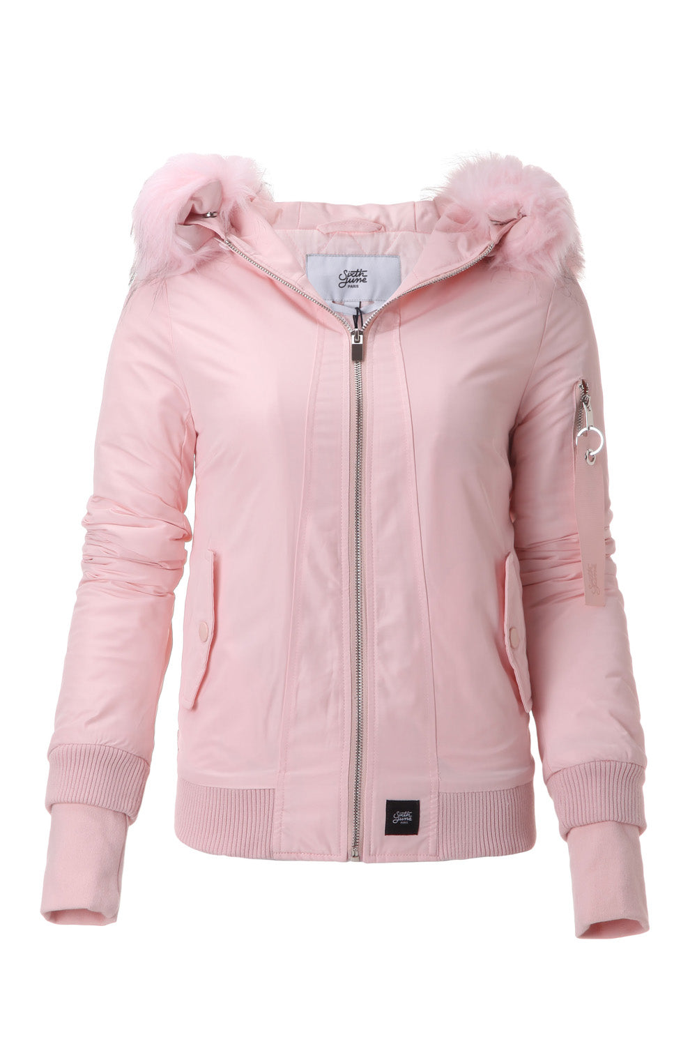 Sixth June - Bomber Femme capuche fourrure rose W2030CJA