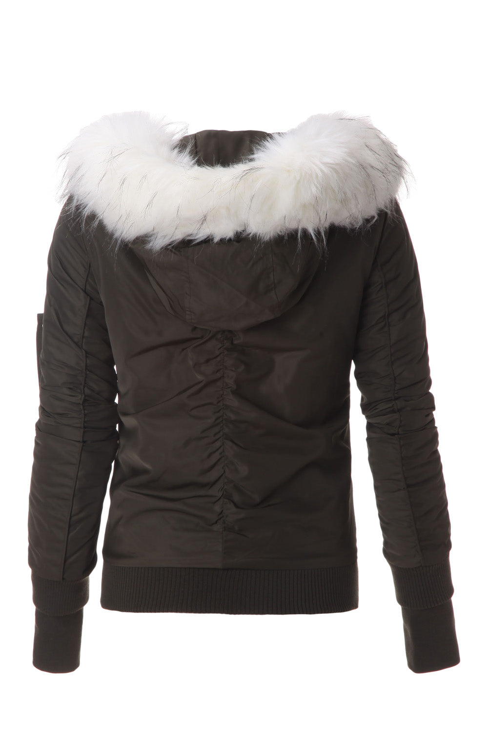 Sixth June - Bomber Femme capuche fourrure kaki blanc W2030CJA