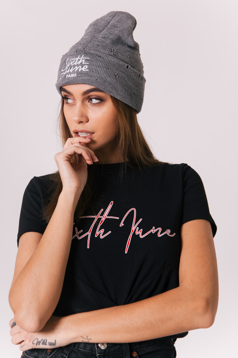 Sixth June - Bonnet destroy gris M2330FAC