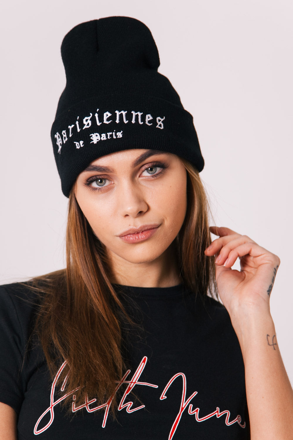 Sixth June - Bonnet Parisiennes de Paris Femme noir W2333FAC
