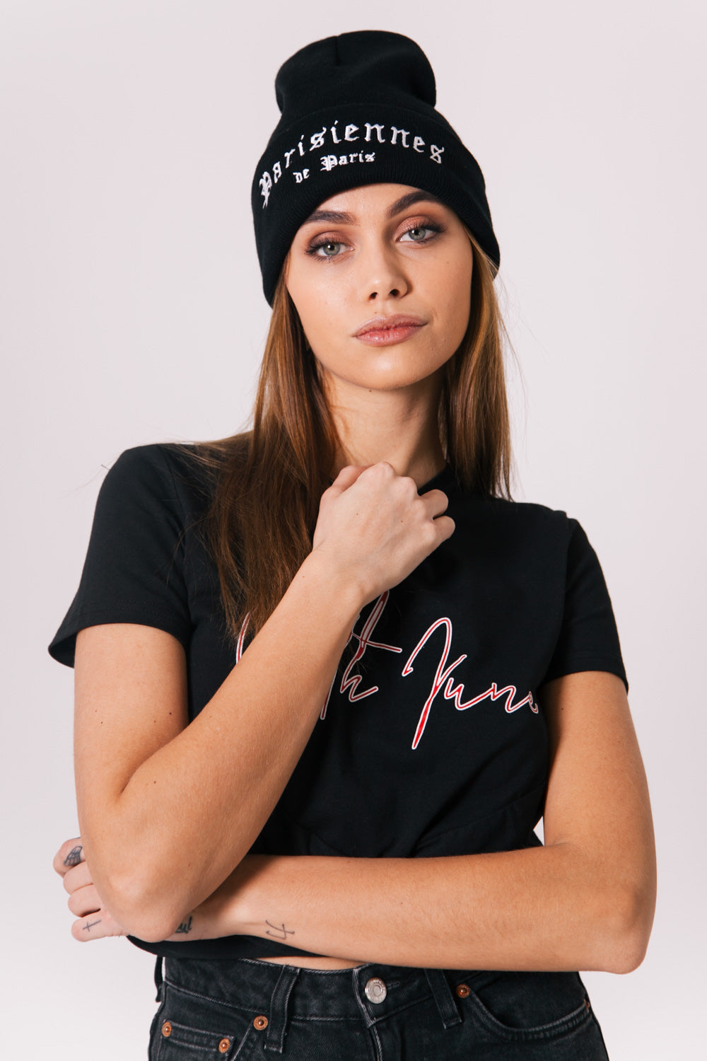 Sixth June - Bonnet Parisiennes de Paris Femme noir W2333FAC