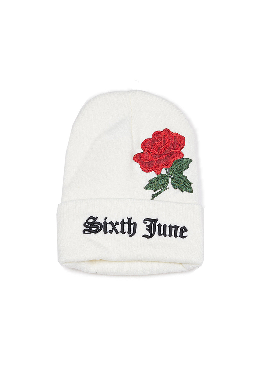 Sixth June - Bonnet brodé roses blanc
