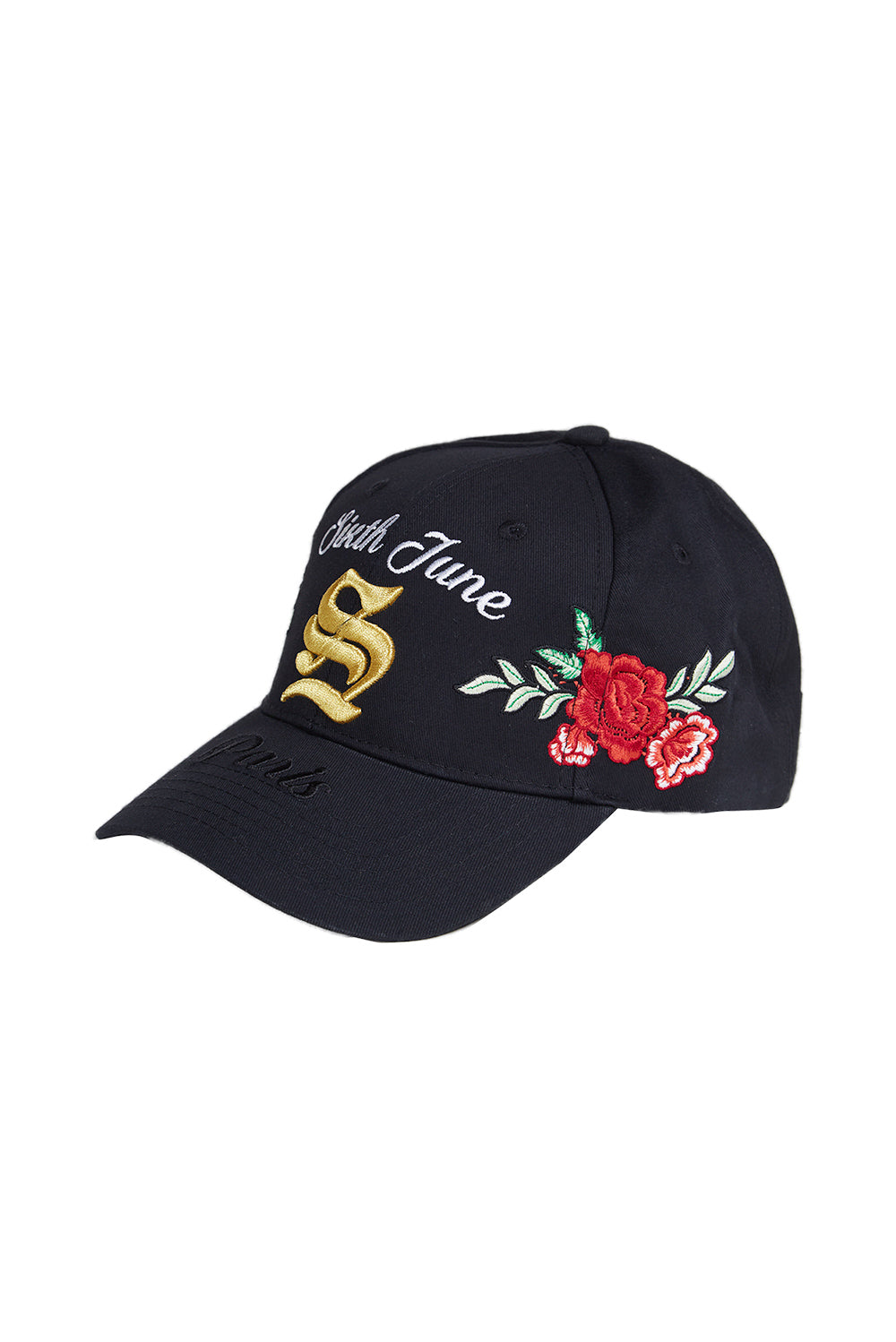 Sixth June - Casquette gothique fleurs noir blanc