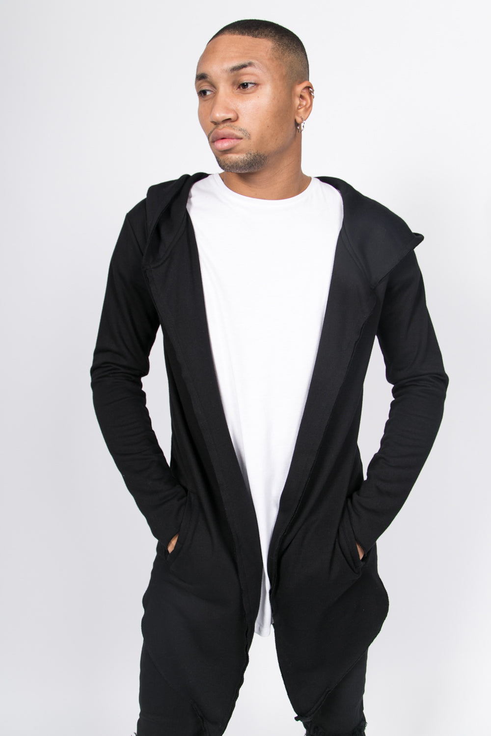 Sixth June - Gilet long capuche noir cv139254