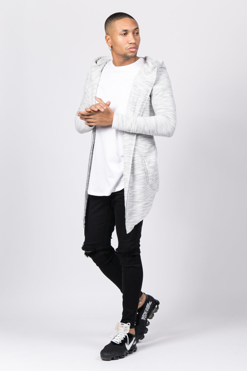 Sixth June - Gilet cape Homme chiné gris clair 1728C