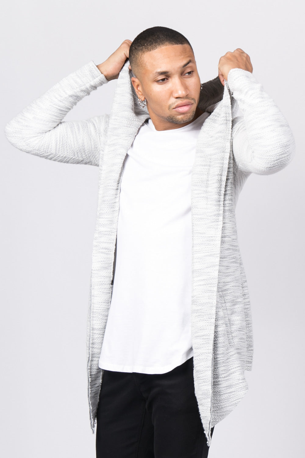 Sixth June - Gilet cape Homme chiné gris clair 1728C