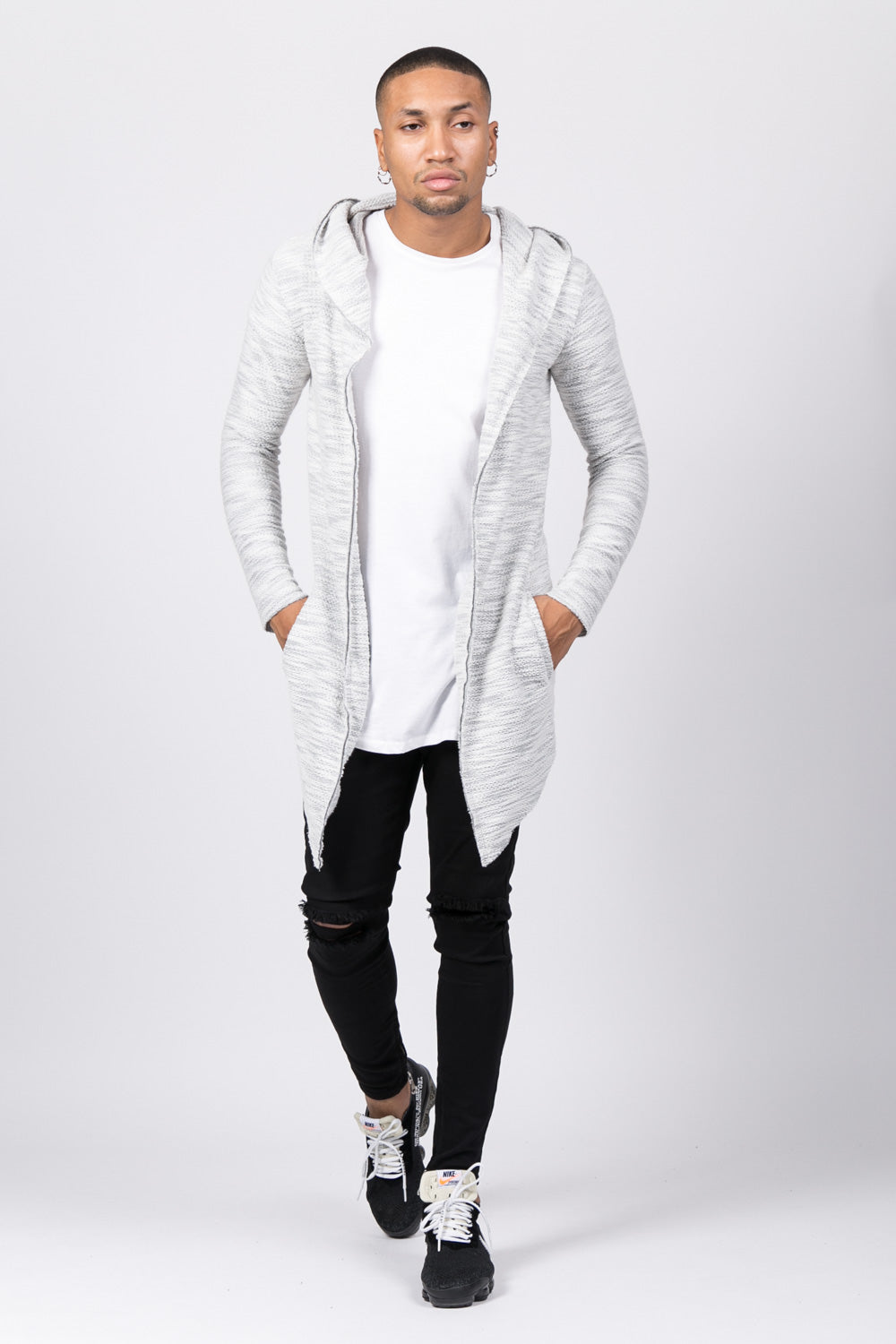 Sixth June - Gilet cape Homme chiné gris clair 1728C