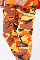 Sixth June - Pantalon cargo élastique camouflage orange