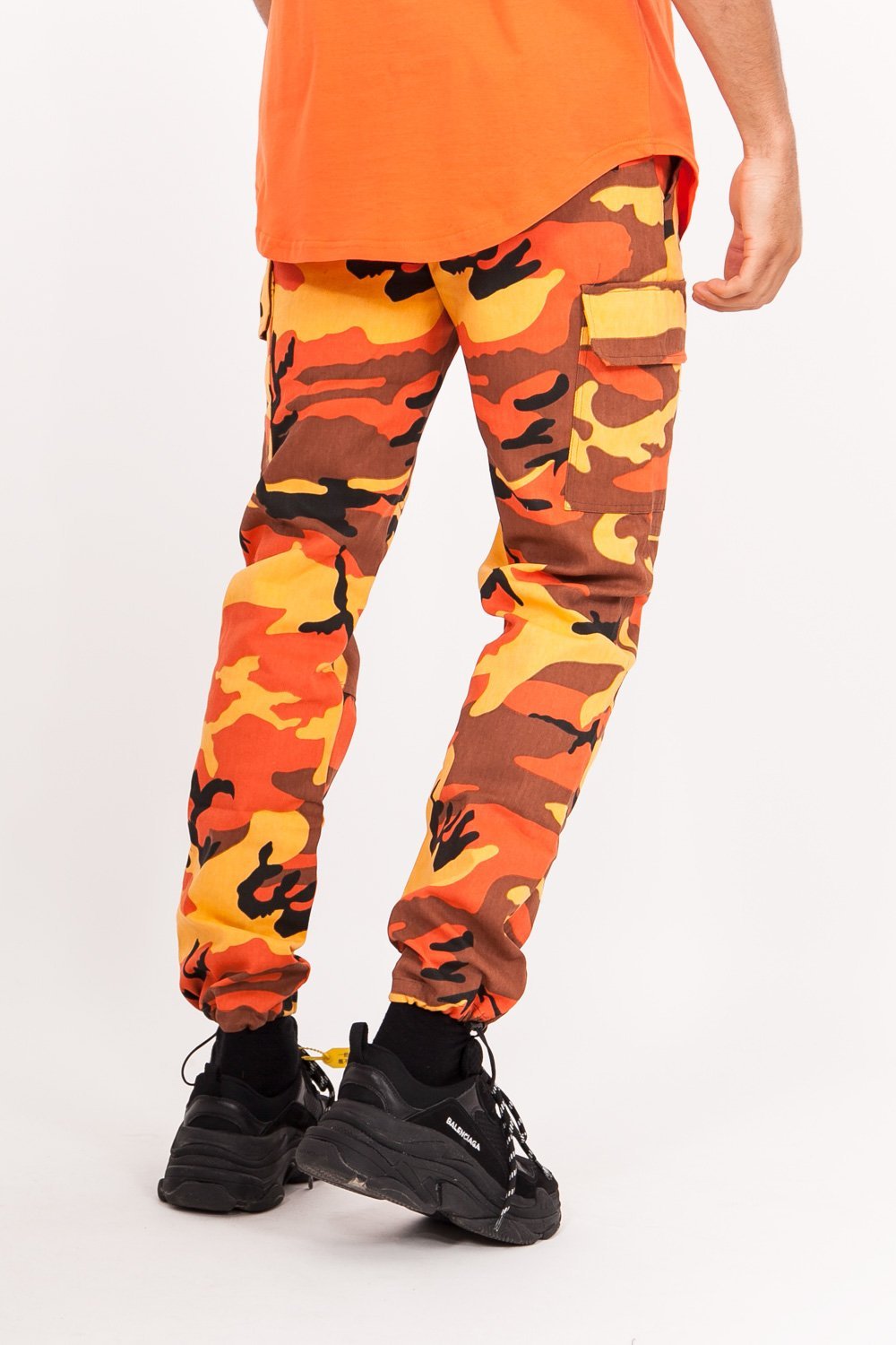 Sixth June - Pantalon cargo élastique camouflage orange