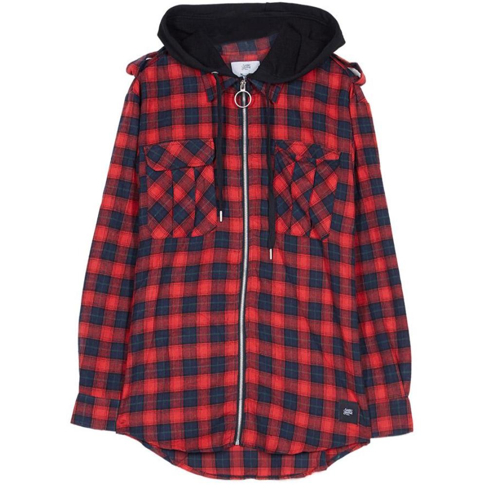 Sixth June - Chemise carreaux capuche Sixth June rouge
