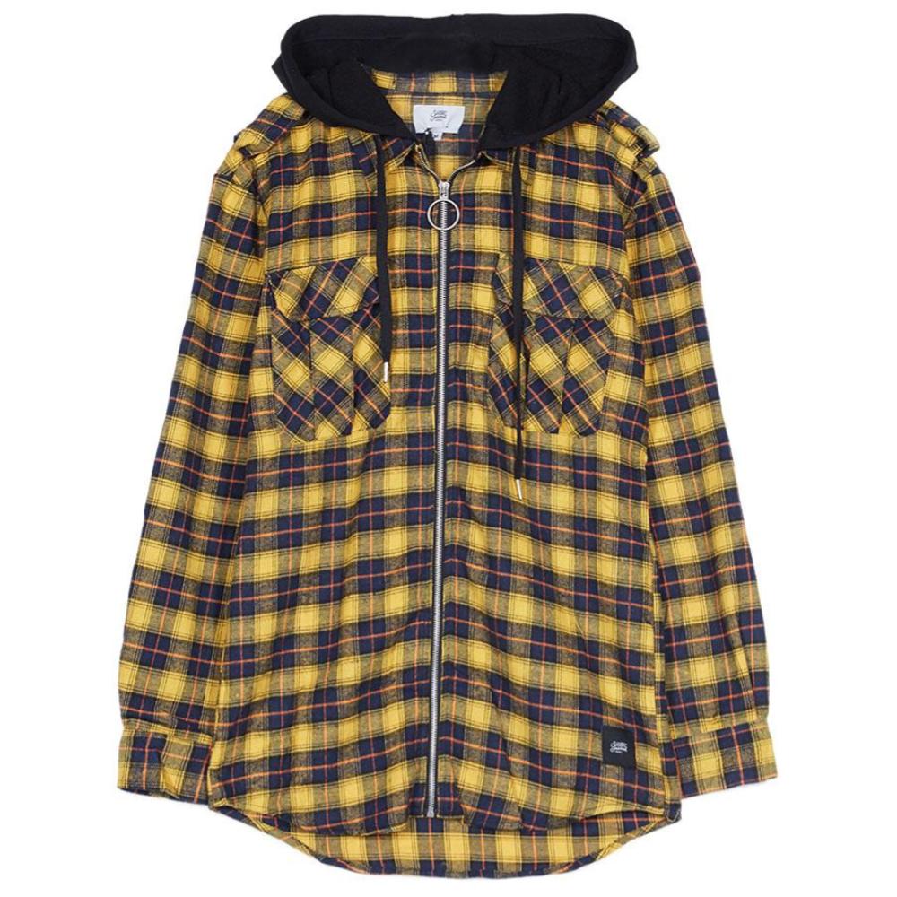 Sixth June - Chemise carreaux capuche Sixth June jaune